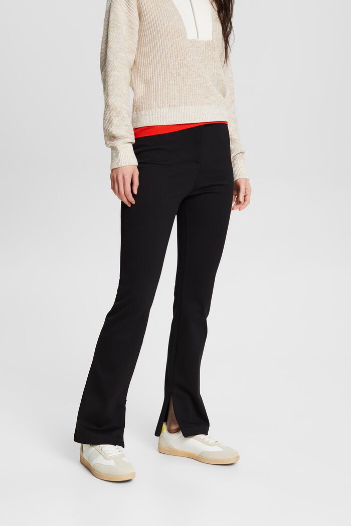 Punto-bukser med lynlås i kanten forneden, BLACK, detail image number 0