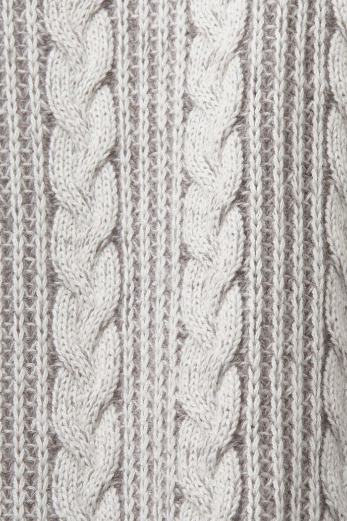 Cardigan i kabelstrik med lynlås, BROWN GREY, detail image number 5