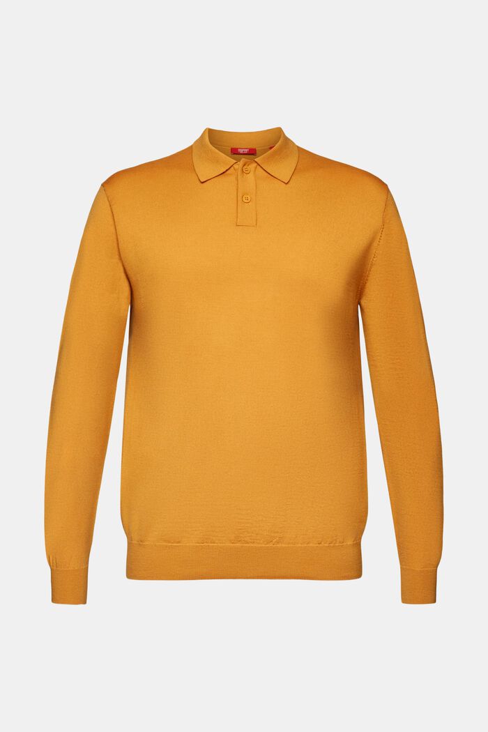 Polosweater i uld, HONEY YELLOW, detail image number 6