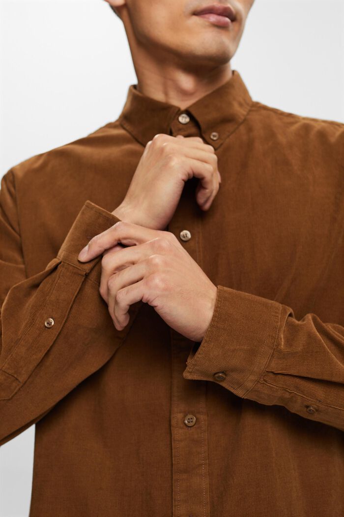 Fløjlsskjorte i 100% bomuld, BARK, detail image number 4