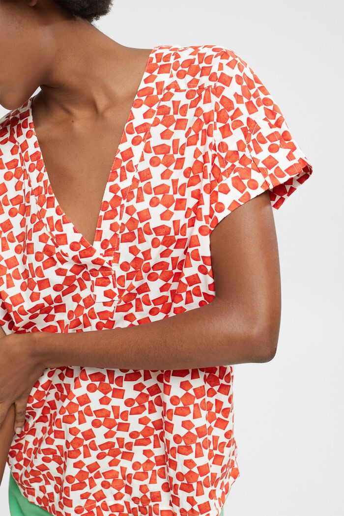 Bluse med mønster, LENZING™ ECOVERO™, ORANGE RED, detail image number 0