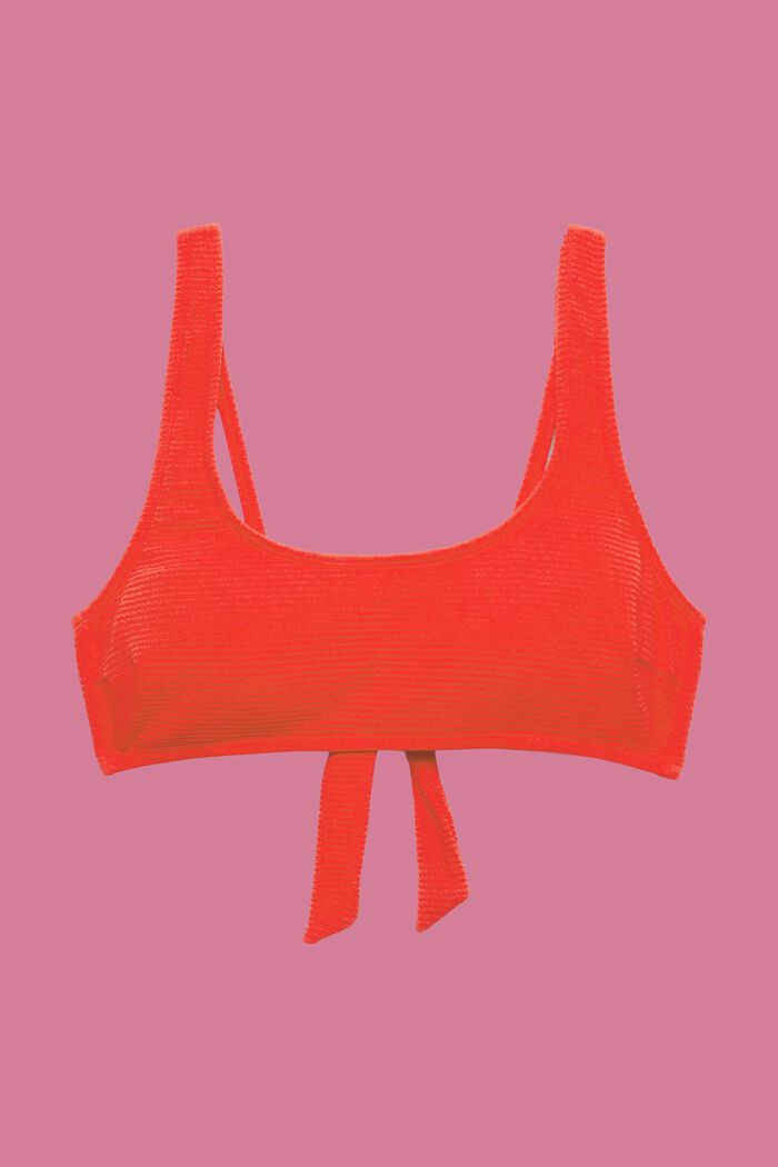Tekstureret polstret bikinitop i croptop-stil, RED, detail image number 4