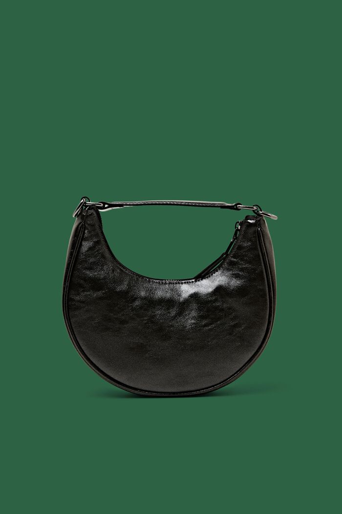 Halvmåneformet taske i kunstlæder, BLACK, detail image number 0