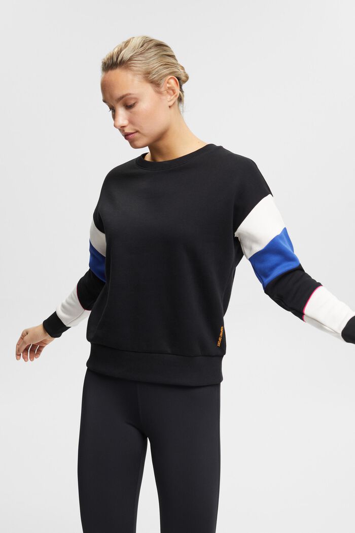 Sweatshirt med stribede ærmer, BLACK, detail image number 0