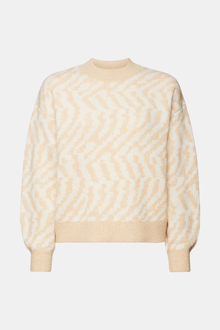 Sweater med abstrakt jacquard-mønster, DUSTY NUDE, detail image number 7