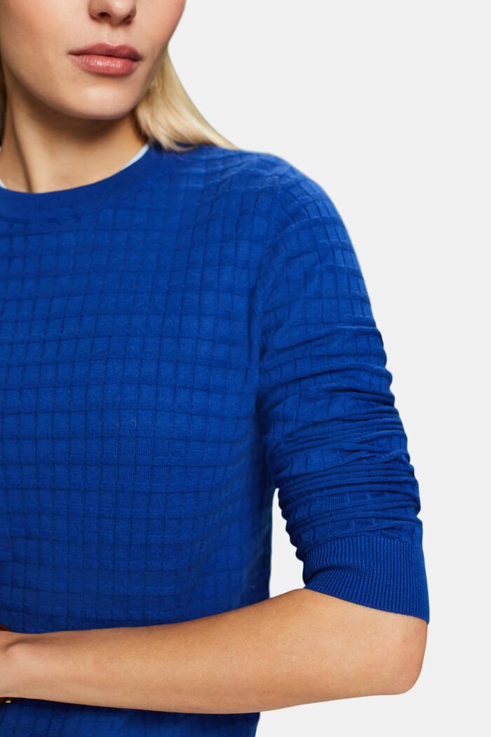 Sweater i strukturstrik, BRIGHT BLUE, detail image number 3