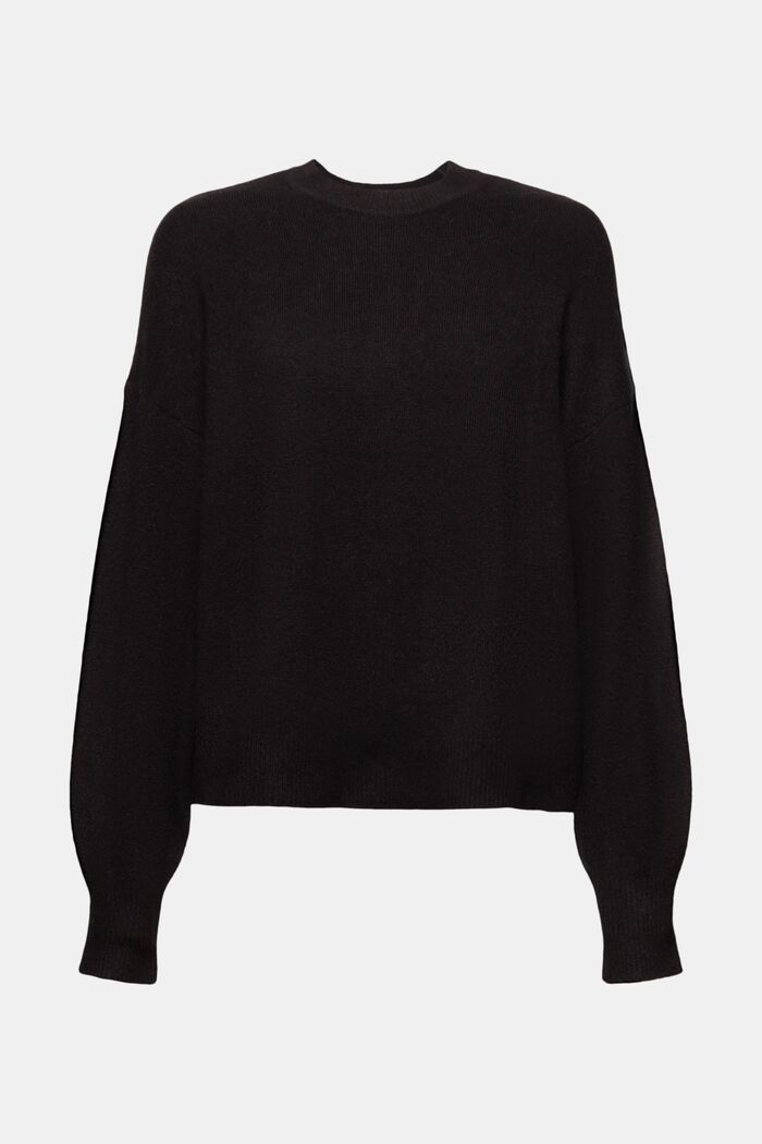 Striksweater med blouson-ærmer, BLACK, detail image number 6