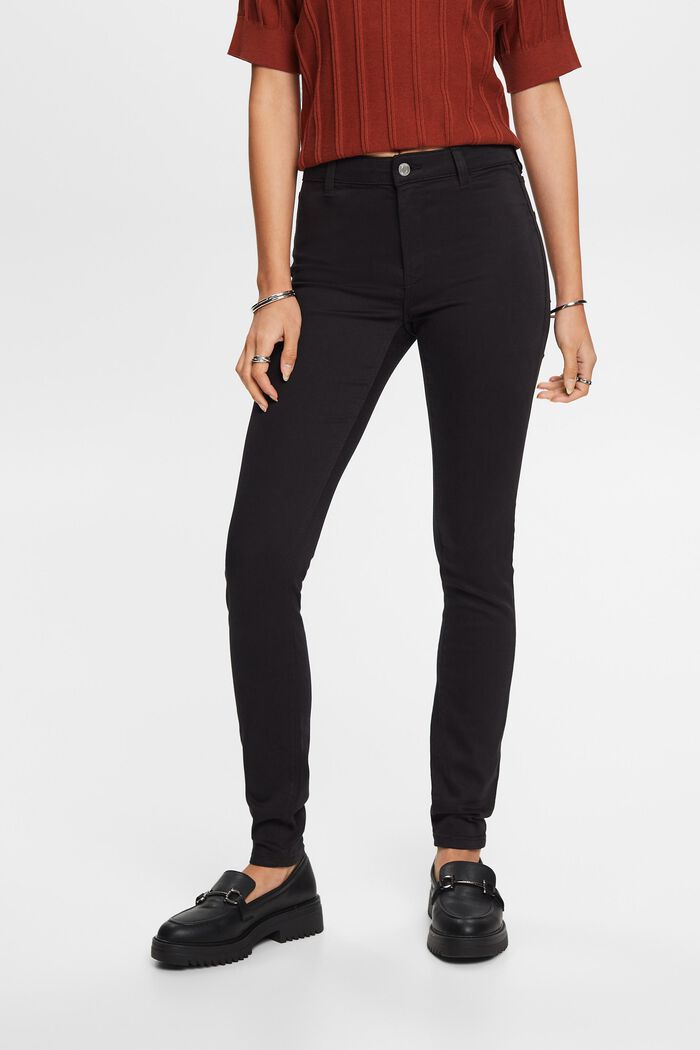 Skinny jeans med mellemhøj talje, BLACK, detail image number 0