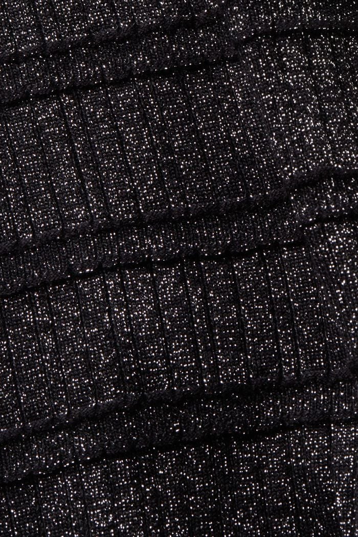 Ærmeløs lamé-sweater med høj hals, BLACK, detail image number 5