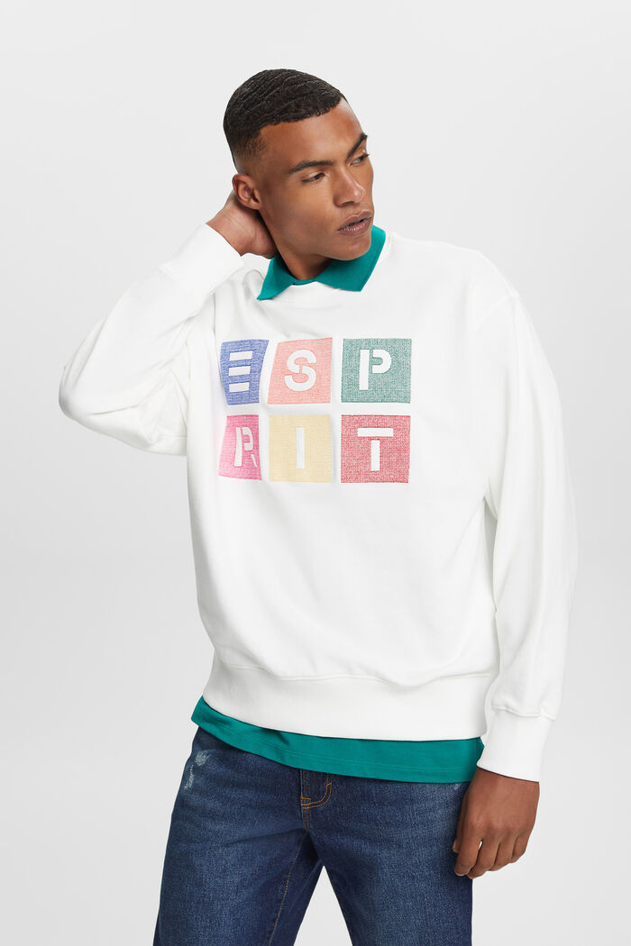 Sweatshirt i økologisk bomuld med logo, OFF WHITE, detail image number 0