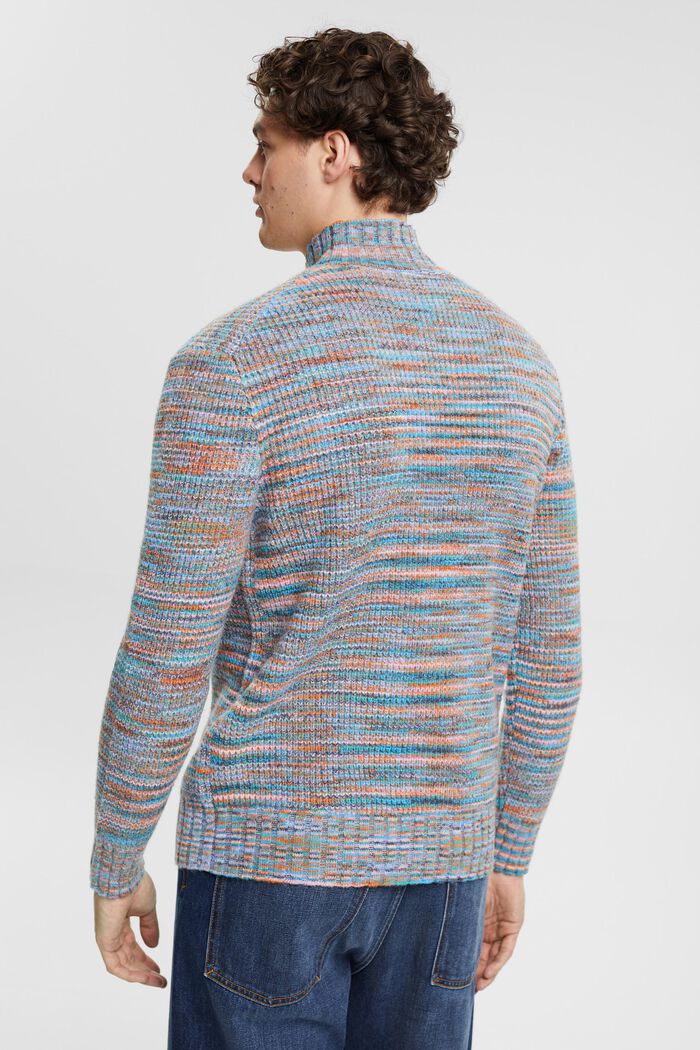 Multifarvet pullover med rullekrave, GREY BLUE, detail image number 3