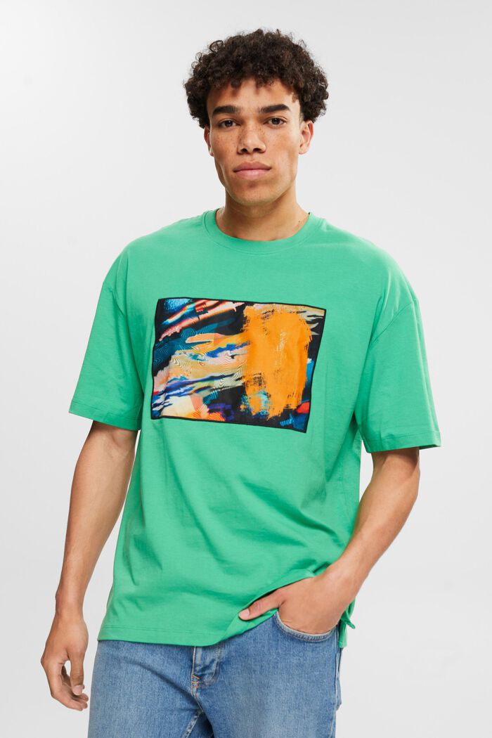 Jersey-T-shirt med stort rygmærke, GREEN, detail image number 0