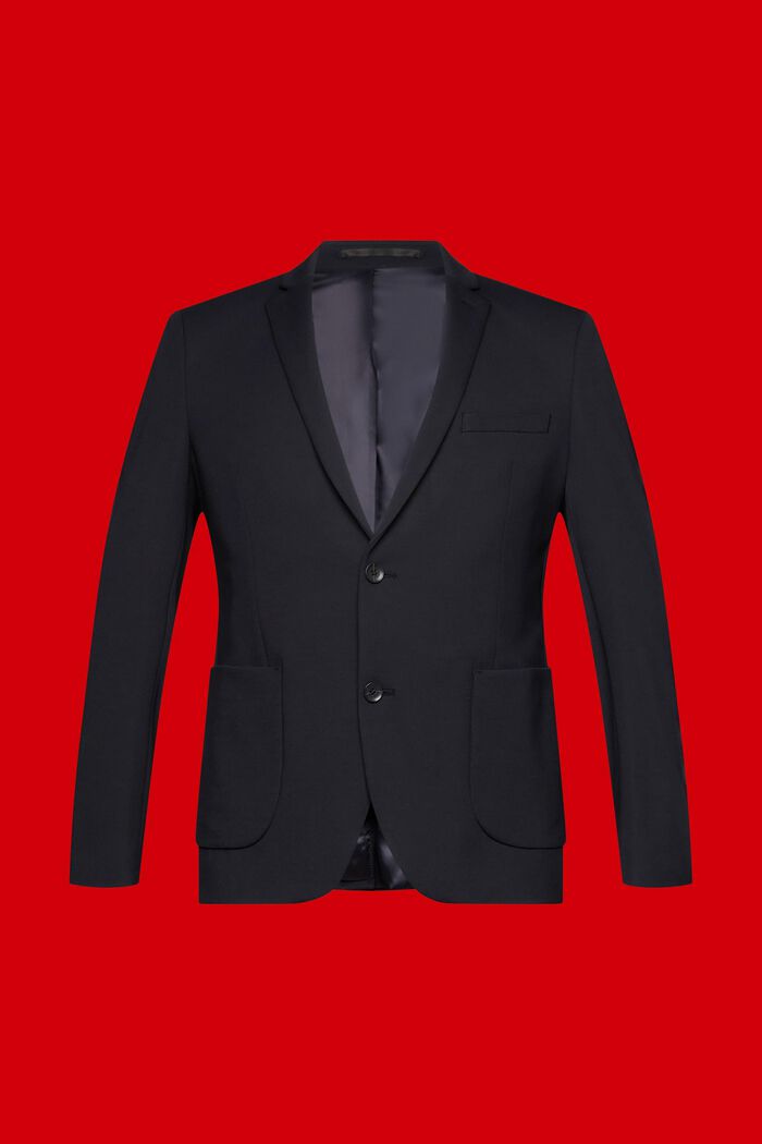 Enkeltradet blazer i piqué-jersey, BLACK, detail image number 5