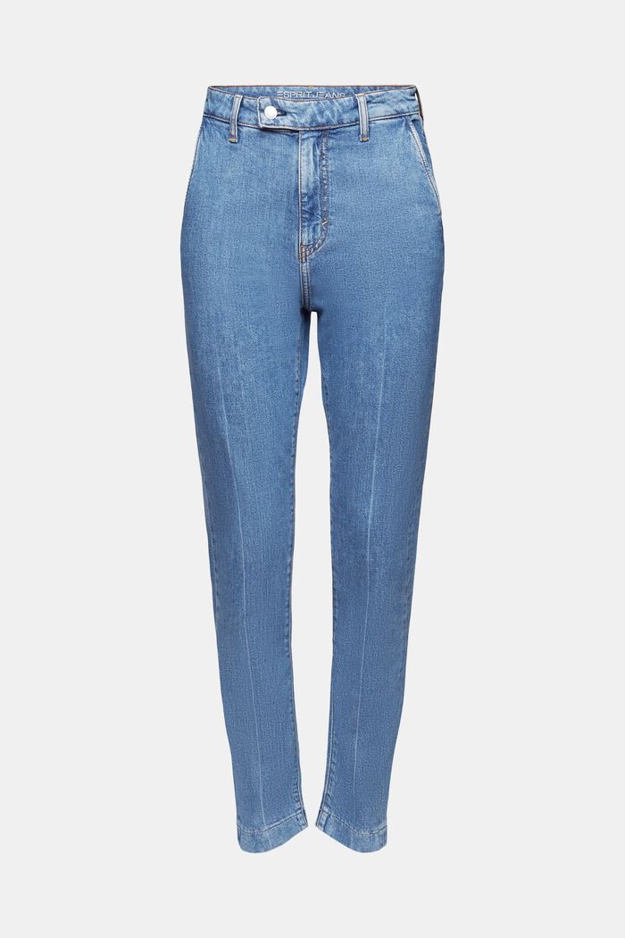 Slim-jeans med høj talje, BLUE LIGHT WASHED, detail image number 6