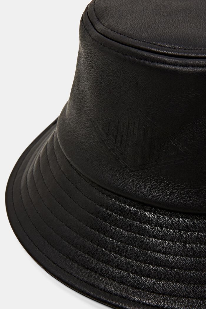 Bøllehat i læder med logo, BLACK, detail image number 1