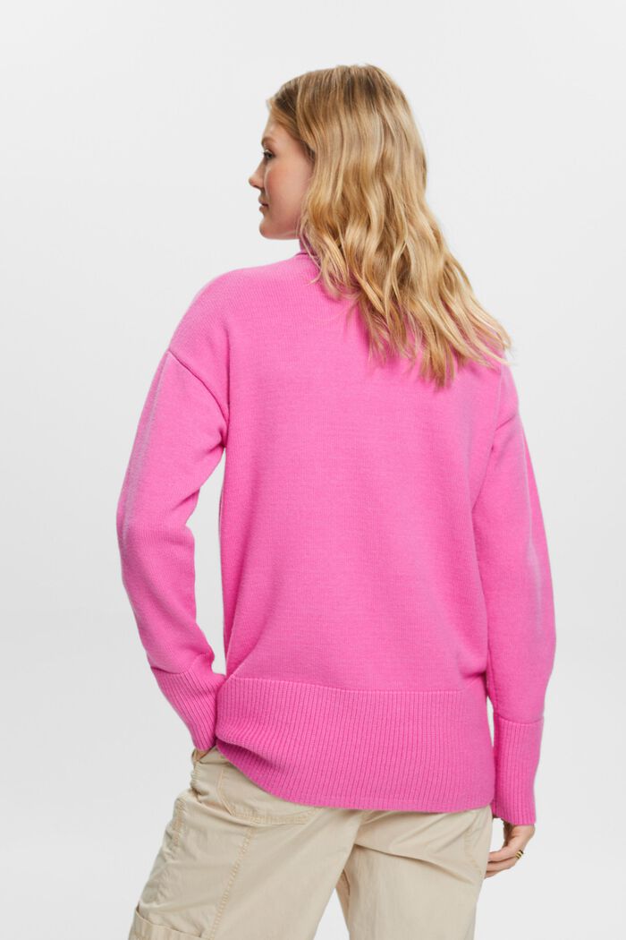 Sweater med rullekrave, PINK FUCHSIA, detail image number 4