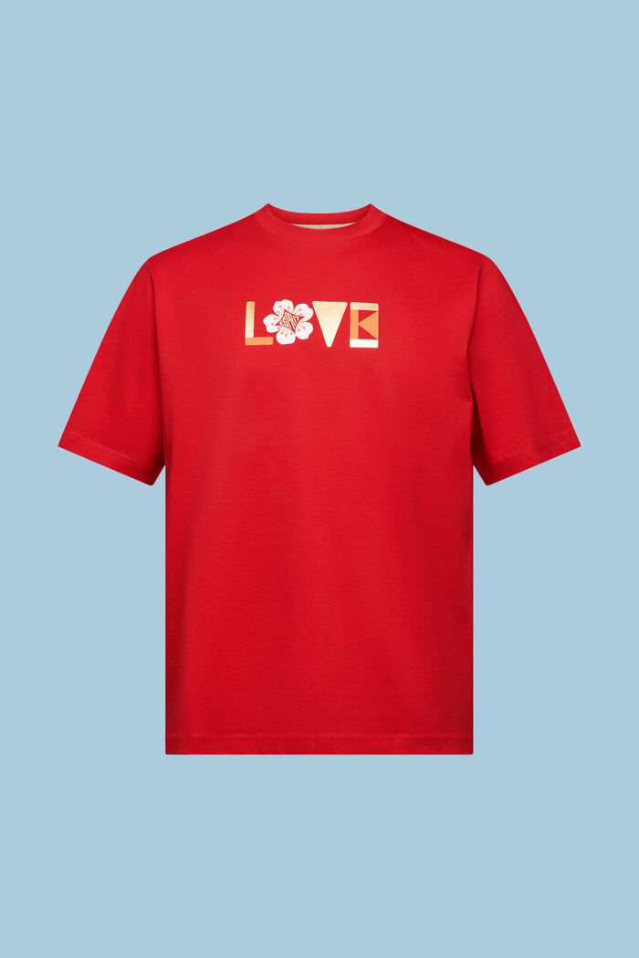 Unisex T-shirt i pimabomuld med print, DARK RED, detail image number 6