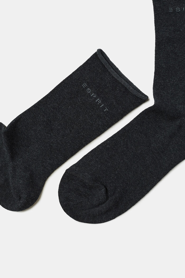 Pakke med 2 par sokker i groft strik, ANTHRACITE MELANGE, detail image number 1