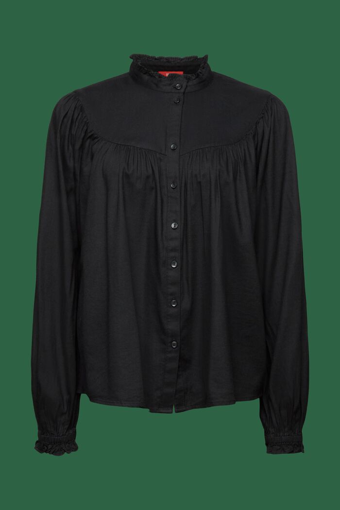 Bluse med flæser, BLACK, detail image number 6