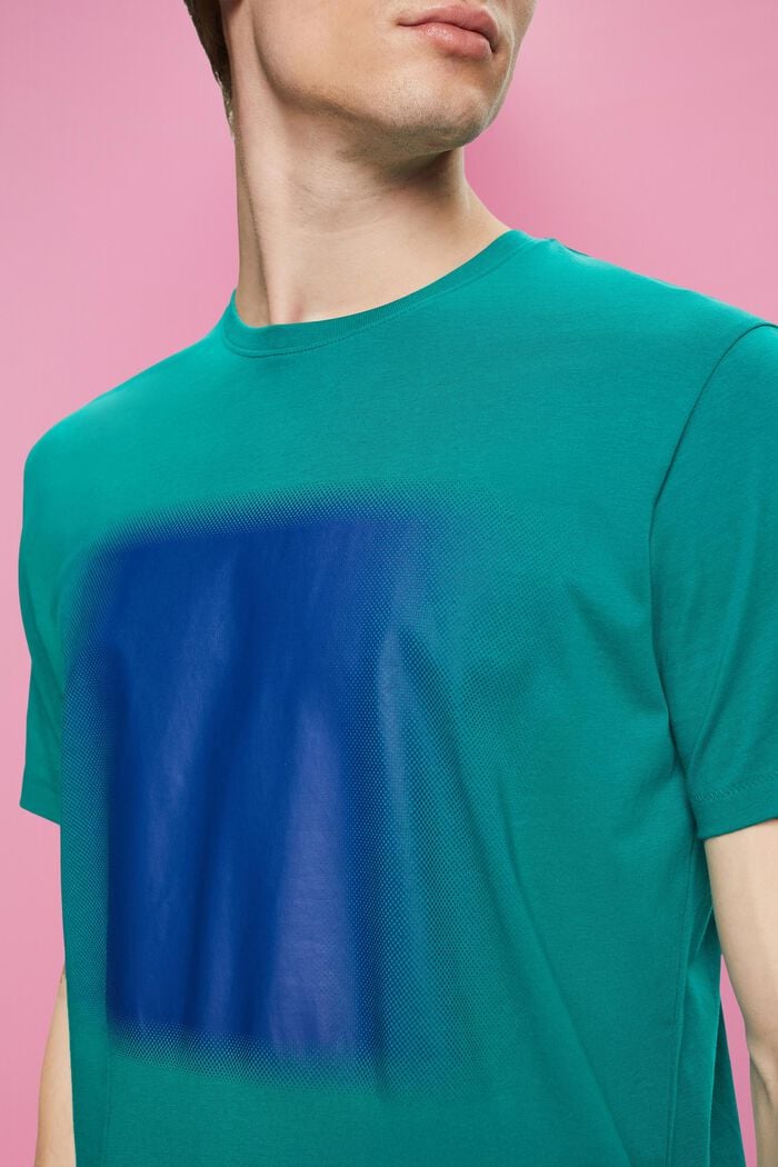 Bomulds-T-shirt med print, EMERALD GREEN, detail image number 2