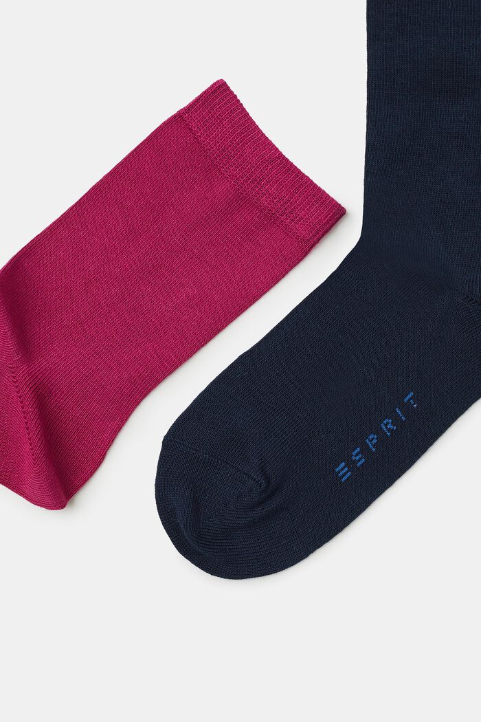 Fem par ensfarvede sokker, PINK/BLUE COLORWAY, detail image number 1