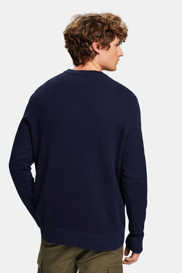 Sweater med struktur og rund hals, NAVY BLUE, detail image number 2