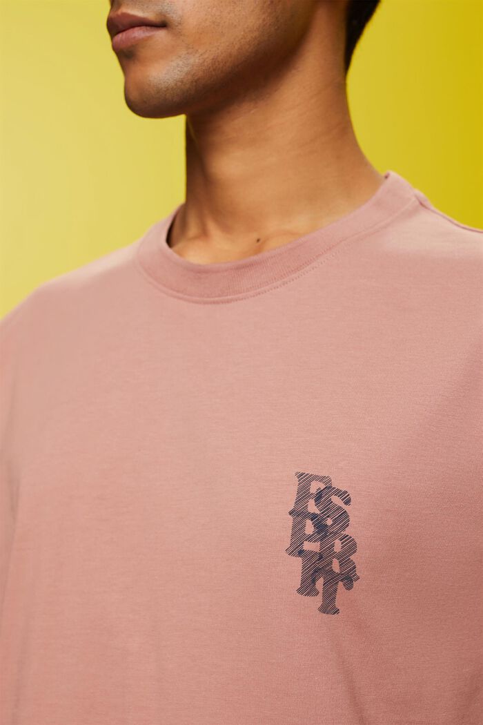 T-shirt med logo, 100 % bomuld, DARK OLD PINK, detail image number 2