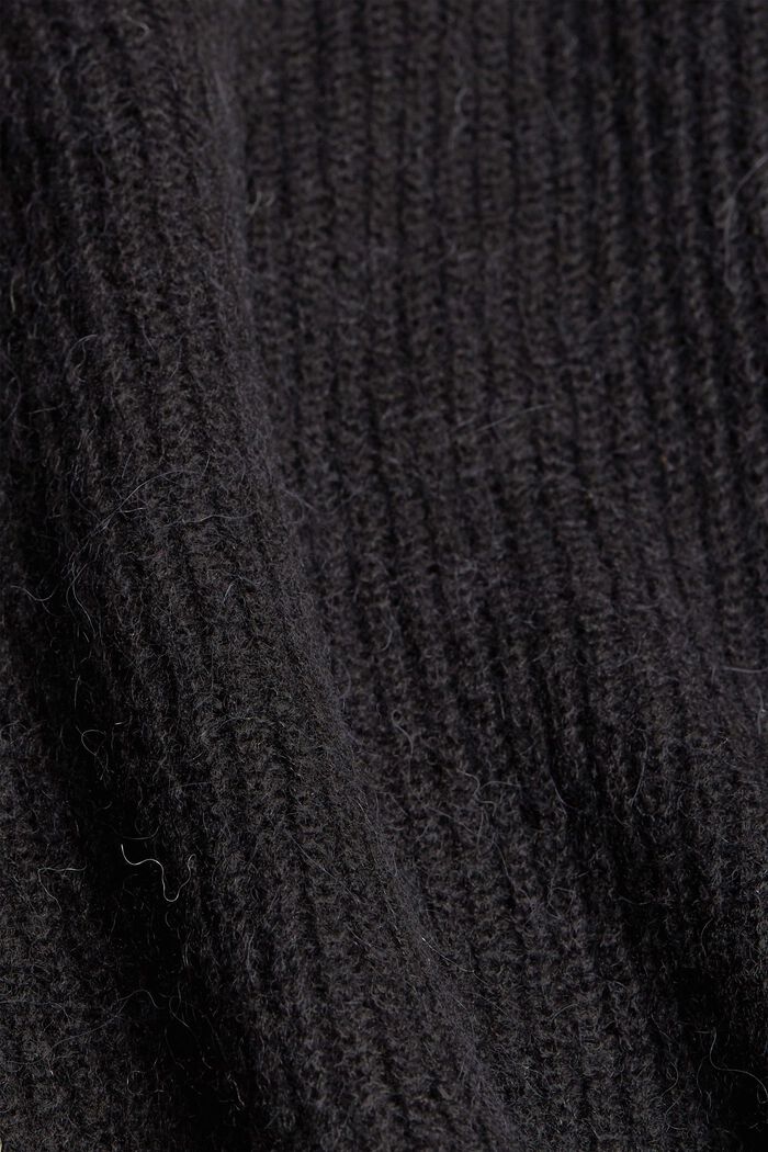 Med uld/alpaka: cardigan i ribstrik, BLACK, detail image number 4