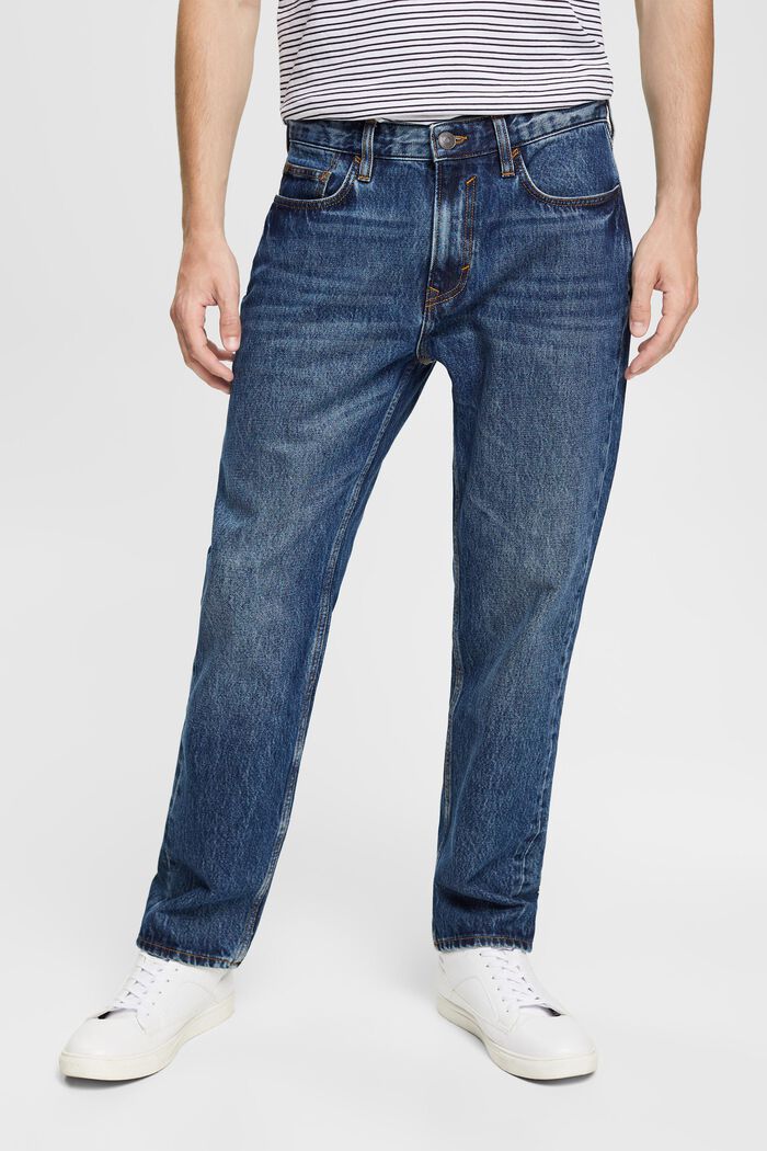 Jeans med lige ben, i bæredygtig bomuld, BLUE DARK WASHED, detail image number 0