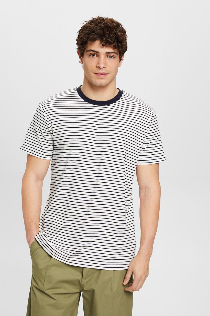 Ribbet T-shirt med striber, NAVY, detail image number 0
