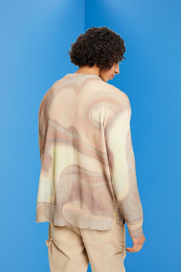 Pullover i vævet bomuld med allover-mønster, LIGHT TAUPE, detail image number 3