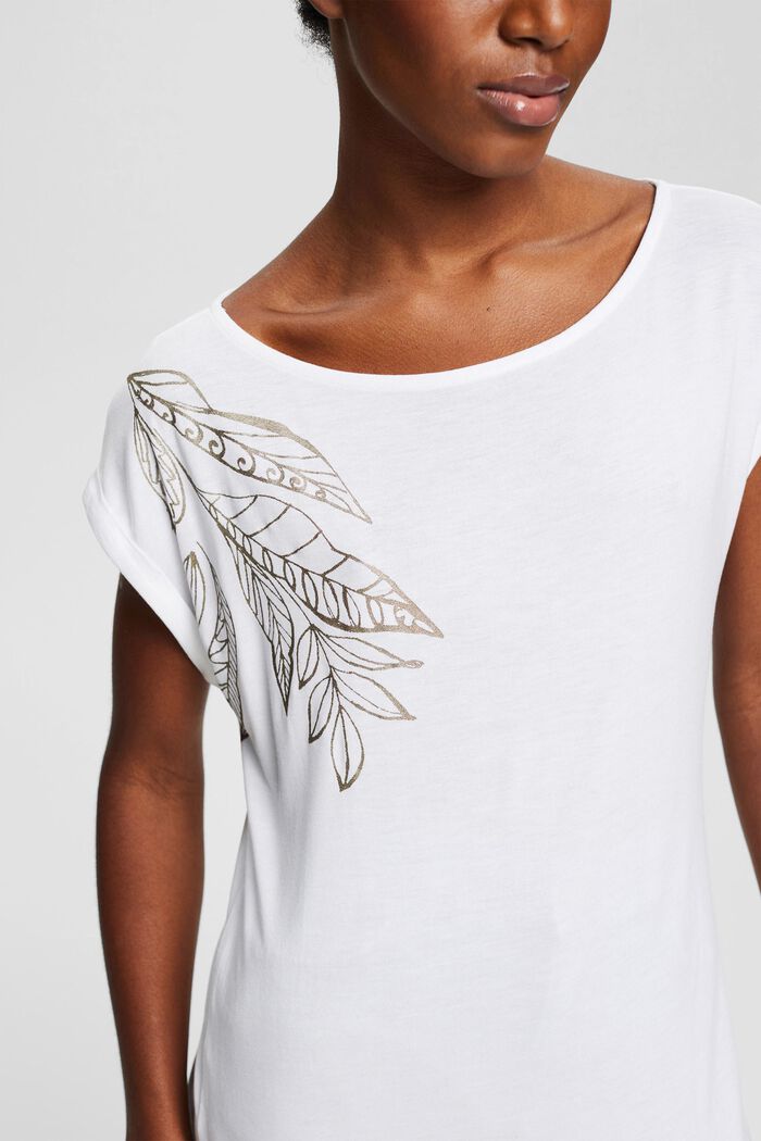 Shirt med metallisk print, LENZING™ ECOVERO™, WHITE, detail image number 0