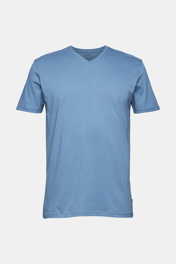 T-shirt i jersey med V-udskæring, BLUE, detail image number 6