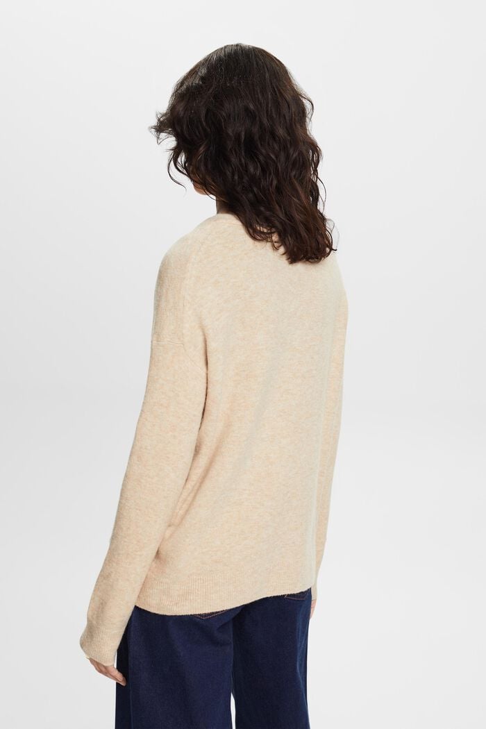 Sweater i uldmiks med V-hals, SAND, detail image number 3