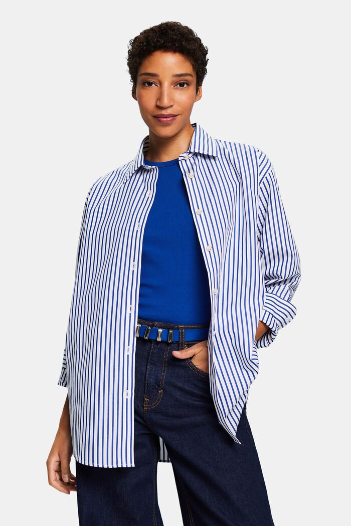 Stribet poplin-skjorte, BRIGHT BLUE, detail image number 0