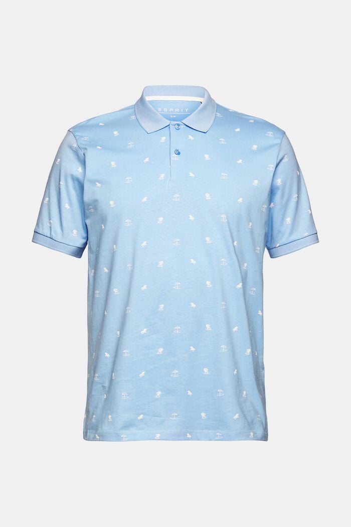 Jersey-poloskjorte med print, LIGHT BLUE, overview