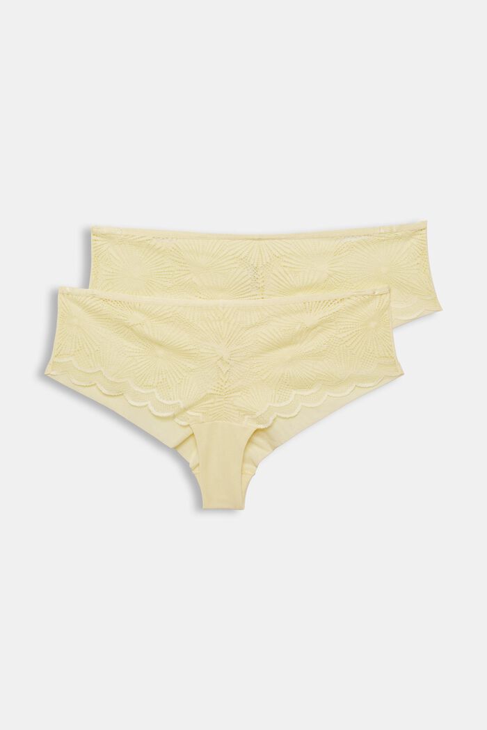 Pakke med to hipster-shorts med mønstrede blonder, LIGHT YELLOW, detail image number 1