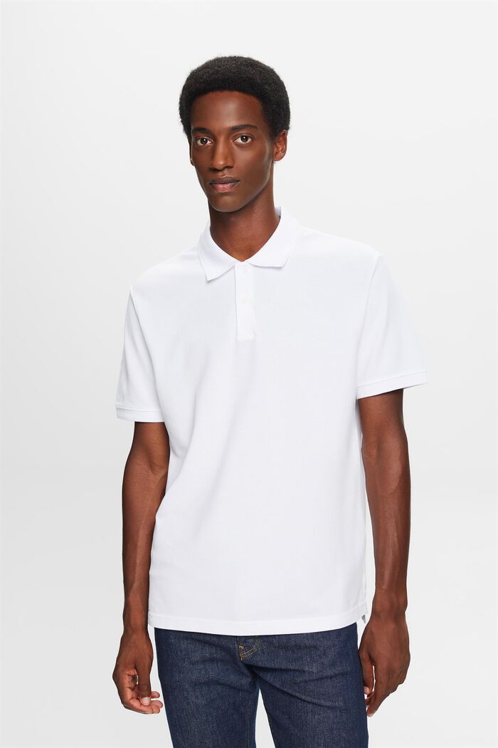 Poloshirt i bomuldspique, WHITE, detail image number 1