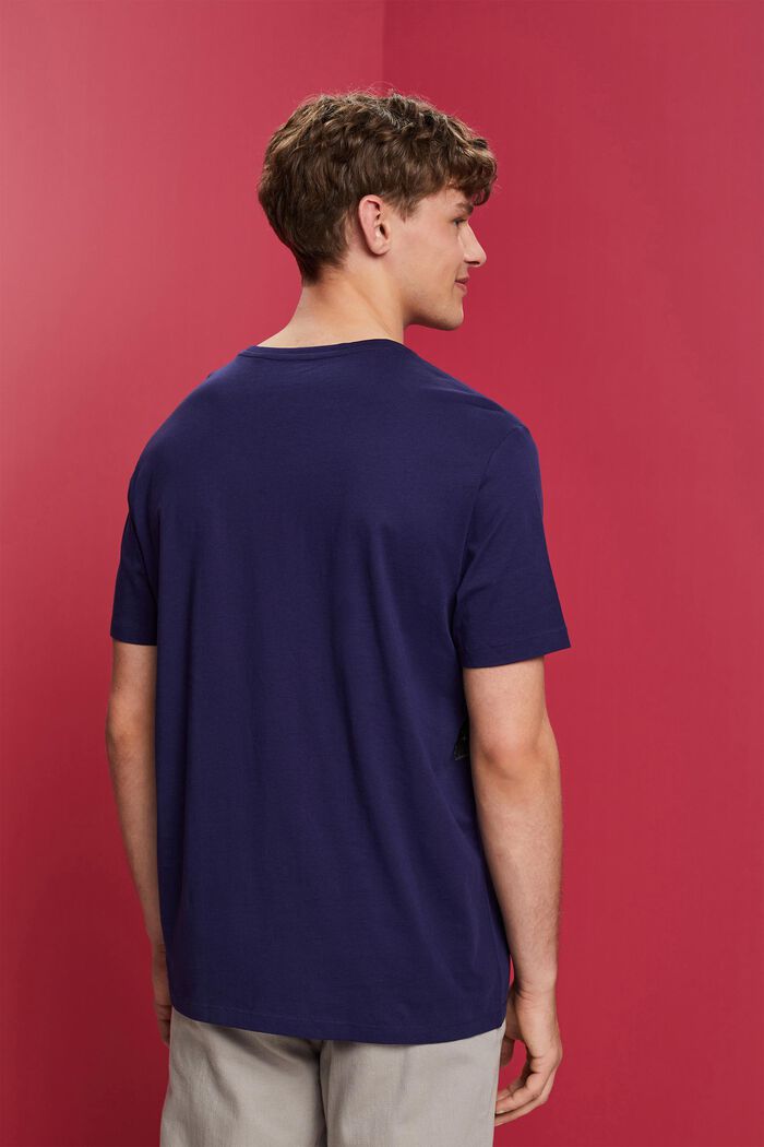 T-shirt med rund hals og print, 100 % bomuld, DARK BLUE, detail image number 3