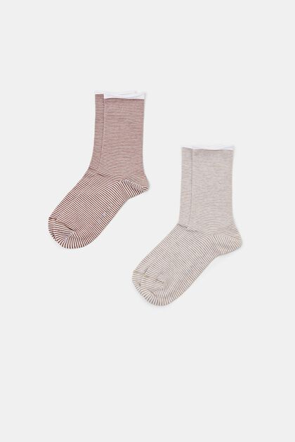 Stribede sokker med rullekant, økologisk bomuld