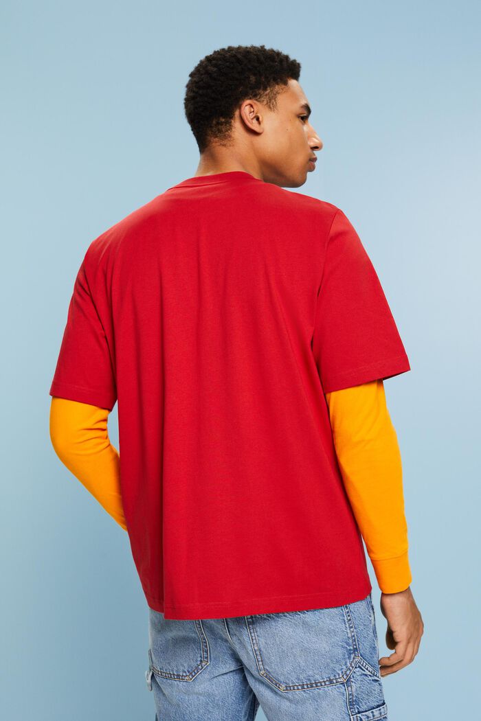 Unisex T-shirt i pimabomuld med print, DARK RED, detail image number 2
