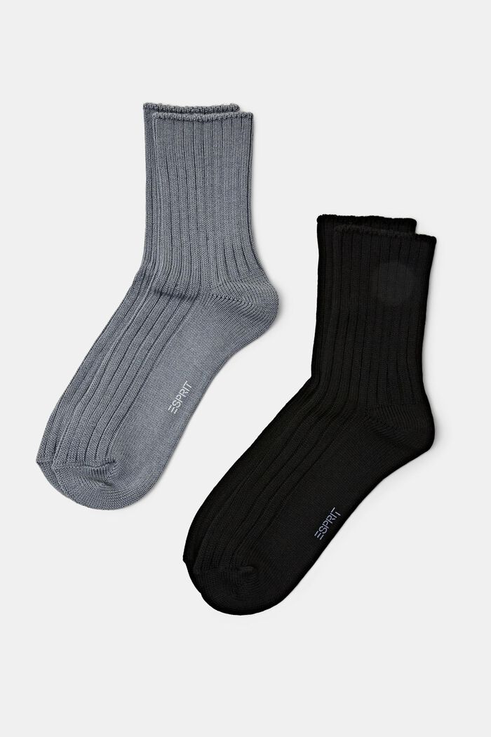2-pak sokker i ribstrik, GREY/BLACK, detail image number 0