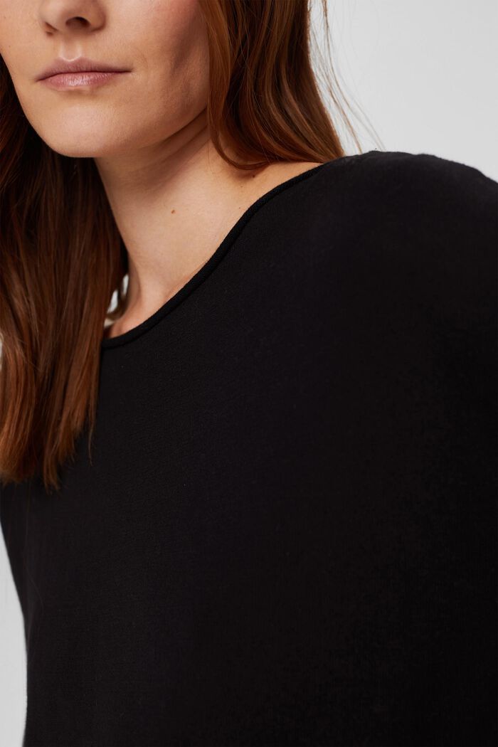 Finmasket striksweater med rullekant, BLACK, detail image number 2