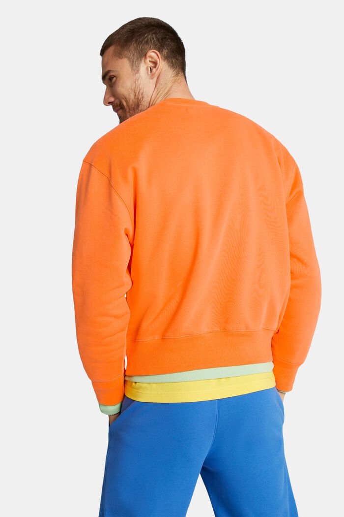Unisex sweatshirt i bomuldsfleece med logo, CORAL ORANGE, detail image number 3
