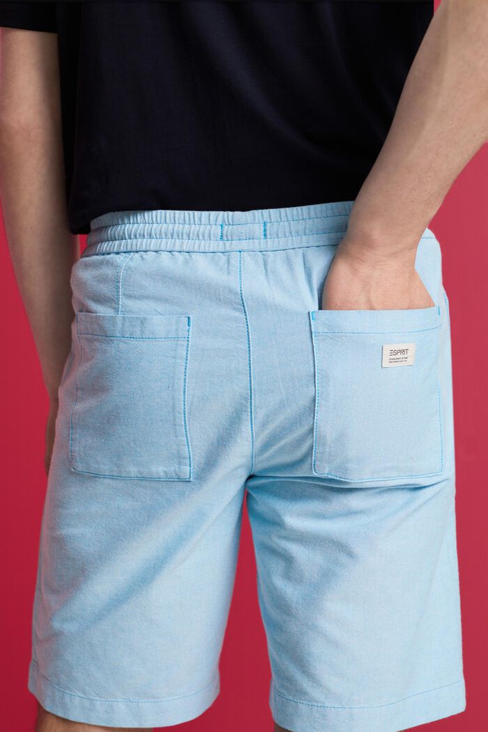 Pull on-shorts i twill, 100 % bomuld, DARK TURQUOISE, detail image number 4