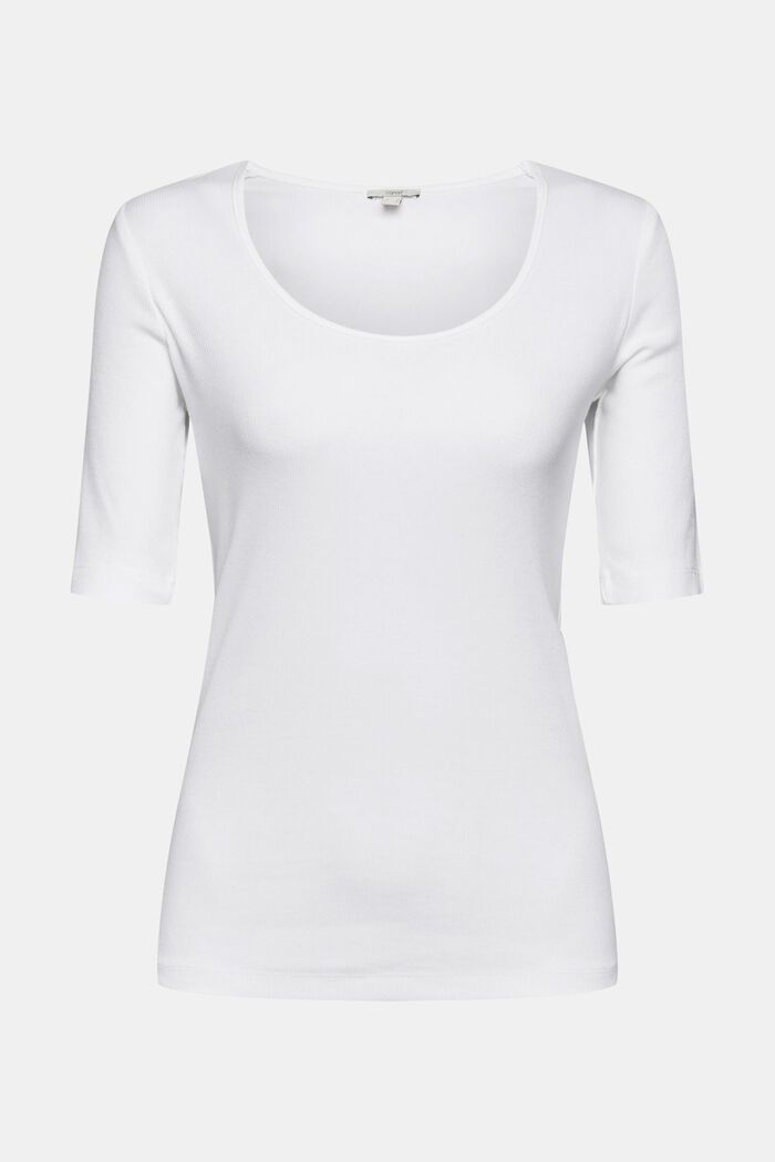 Fint ribbet T-shirt, økologisk bomuldsblanding, WHITE, detail image number 2