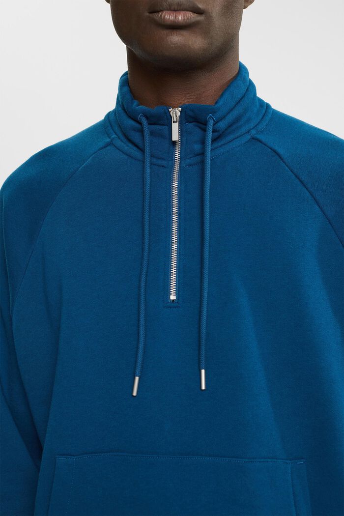Sweatshirt med halv lynlås, PETROL BLUE, detail image number 2