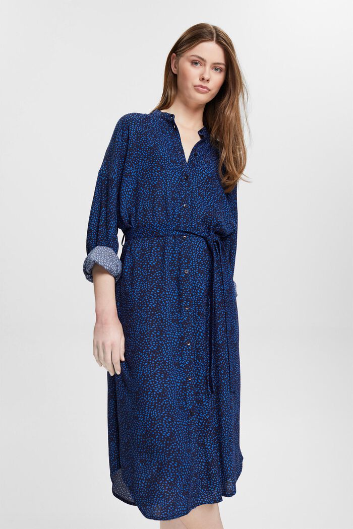 ESPRIT-Mønstret kjole med bælte, LENZING™ i onlinebutik