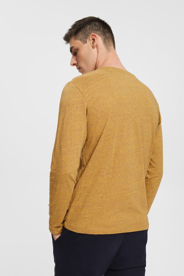 Langærmet jerseytop, 100 % bomuld, DUSTY YELLOW, detail image number 3