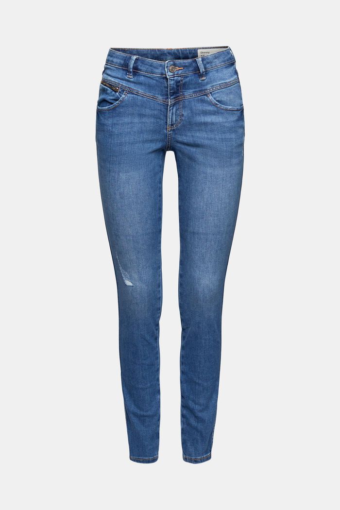 Shaping-jeans med stretch, BLUE MEDIUM WASHED, overview
